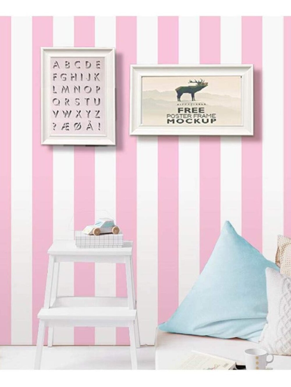 AINITAOCOM Self Adhesive Vinyl Pink and White Stripe Peel and Stick Wallpaper Sh
